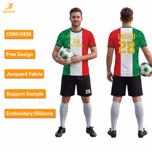 Ensemble de maillots de football unisexe neufs, vente en gros d'usine, respirant, été, imprimé, personnalisé, entraînement d'équipe, match de football - Product Image 1