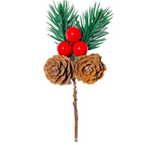 Conos de Pino Artificiales Navideños de Fábrica YUELIAN, Ramitas de Bayas Rojas Simuladas, Agujas de Pino Simuladas, Ecológicos, No Tóxicos, Reutilizables y Duraderos - Product Image 5