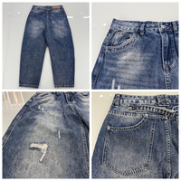 Jean baggy déchiré pour homme, coupe large, avec couture centrale, délavage acide vintage, coupe ample, basique, en denim vierge, personnalisable, OEM, vente en gros
