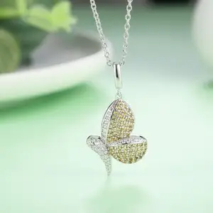 Popular Butterfly Peridot Cubic Zirconia Chains Necklaces Jewelry For Women For Children