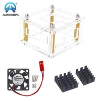 Casing akrilik Pi zero 3, sarung akrilik dengan kipas pendingin + kipas pendingin + penyerap panas aluminium