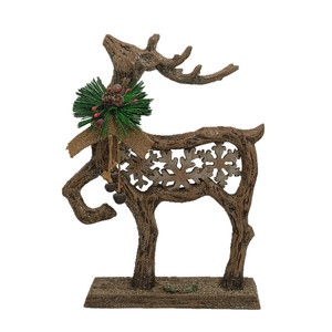 Estatua de reno con efecto tallado de madera de pie de resina con purpurina blanca con escultura de alce de poliresina figurita decoración de Navidad - Product Image 3
