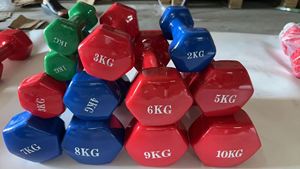 High Quality Gym Home Colorful Exercise Hexagonal Vinyl Cast Iron <b>Weight</b> Colorful Neoprene Coated PVC Dumbbells Set - Product Image 3