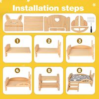 Lit en bois ZJH pour petits animaux avec escalier et tapis, cachette pour lapin, installation facile