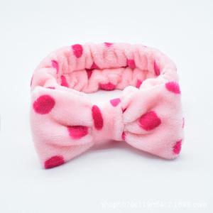 Mignon corail velours papillon noeud bandeau femmes lavage du visage bandeau maquillage sport cheveux accessoires bandeau pour femme - Product Image 5