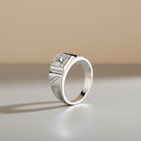 Bagues en argent au design simple 1 carat pour hommes, bague en moissanite 925 pour hommes avec DEF VVS1 et certificat GRA, passe le testeur de diamant