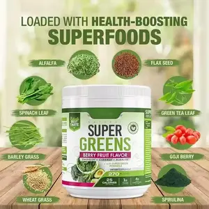 Mistura de verdes OEM Superfood Super verdes em pó com Spirulina Chlorella Root de beterraba em pó enzimas digestivas probióticos
