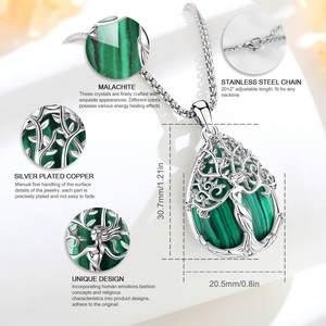 Collar <span class=keywords><strong>de</strong></span> Piedras Naturales Curativas Merryshine, Árbol <span class=keywords><strong>de</strong></span> la Vida, Joyería Fina <span class=keywords><strong>de</strong></span> Cristal, Collar <span class=keywords><strong>de</strong></span> Malaquita, Amuleto Energético, Colgante <span class=keywords><strong>de</strong></span> Joyería - Product Image 2