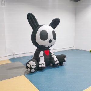 Conejo Esqueleto Inflable Gigante de 2m con Luces LED, Conejo con Calavera Iluminada para Decoración de Halloween/Casa Embrujada/Carnaval/Evento Nocturno - Product Image 4