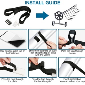 Ensemble d'accessoires pour piscine : Film de protection, Corde de fixation pour voiture, <span class=keywords><strong>Sangle</strong></span> de serrage, <span class=keywords><strong>Enrouleur</strong></span> de bâche solaire, Pare-soleil, Moulinet de pêche, Modèle en nylon - Product Image 2