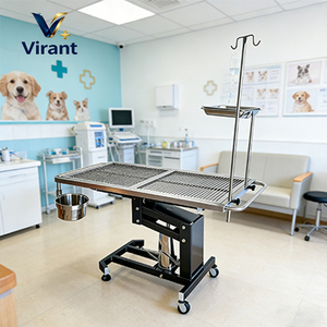 Mesa de Operaciones Veterinaria Hidráulica de Acero Inoxidable con Altura Ajustable, Soporte para Infusión y Recipiente de Almacenamiento para Clínica Veterinaria - Product Image 3