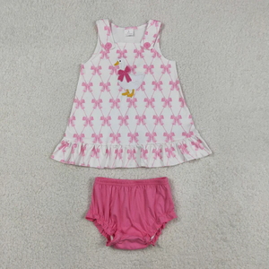 Listo para Enviar: Conjuntos de Tops y Pantalones Cortos para Bebés Niñas con Diseño de Lazo Bordado de Ganso - Product Image 2