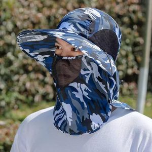 Fulishu <b>Men's</b> Camouflage Fisherman <b>Hat</b> With Full Face Veil <b>Sun</b> Protection Neck Cover Breathable Summer Outdoor <b>Hat</b> - Product Image 1