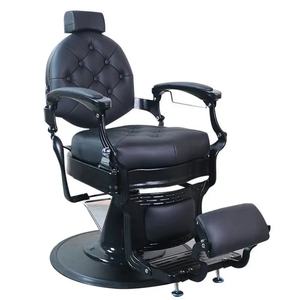 Luxury <b>Retro</b> Iron Salon Barber Chair Hydraulic Reclining Grooming Massage Leather <b>Furniture</b> Beauty Salon Gym Use - Product Image 1