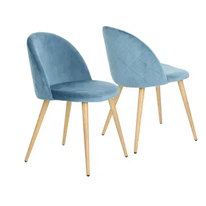 Popular New Design Beetle Home Furniture Chair Metal Legs Grey Velvet Dining Chair Fabric Seat