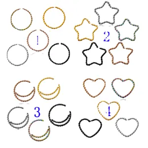 Body piercing jewelry nose ears eyebrow ring five star round love heart irregular shape multi-color wholesale
