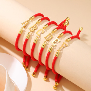 Pulsera Tejida con Dijes de Letras y Pedrería, Aleación de Zinc, Joyería Unisex, Regalo de Moda - Product Image 3