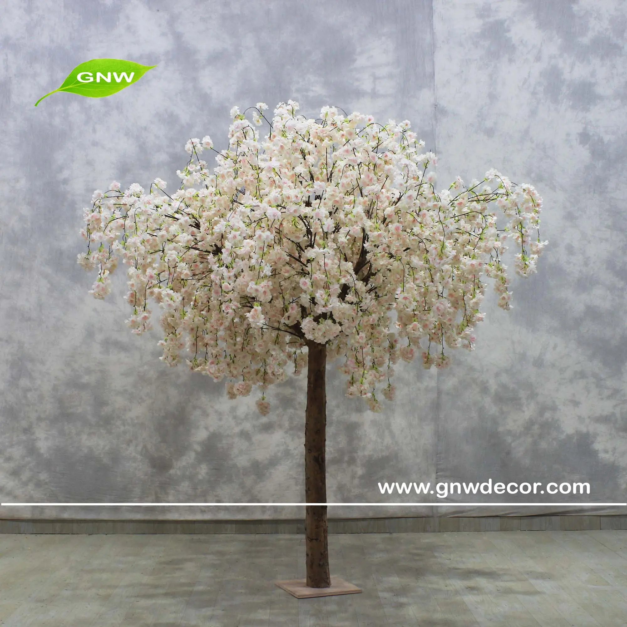 GNW CTR1605007-A Wooden Tree Centerpieces Silk Blossom Table Stand For Wedding