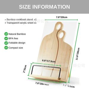 Wooden Kitchen Recipe Rack Solid Wood <b>Desktop</b> Adjustable Recipe Holder Countertop Storage <b>Shelf</b> For Cooking - Product Image 4