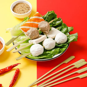 Chất Lượng Tốt Tự Nhiên Thân Thiện Với Môi Bambus Thịt Nướng Xiên Thanh Chịu Nhiệt Đôi Prong Tre Thực Phẩm Thanh Cho Cắm Trại - Product Image 5