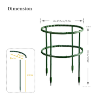 Cage à anneau demi-rond vert, Support de fleur, piquet en plastique, cadre de Support de plante de jardin avec Clips pour légume