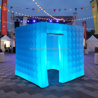 Tente de fête portable à éclairage LED, couleur personnalisée, en tissu Oxford, cabine photo gonflable en forme de cube 360, avec pompe à air électrique, pour discothèque