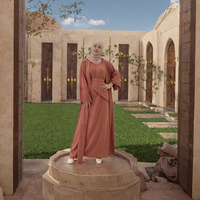 Ensemble Abaya Élégant et Modeste 3 Pièces pour Femme, Robe Islamique Longue en Crêpe à Manches Longues et Col Rond, Tenue Unie pour la Prière et l'Aïd, Collection Automne