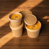Contenants alimentaires de haute qualité pour emporter, commande en gros, gobelets à soupe en papier personnalisés avec couvercle