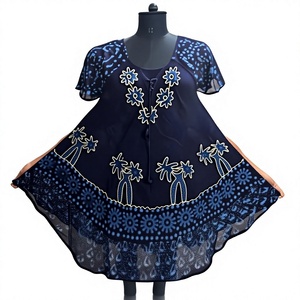 Vestido de invierno Batik Umbrella 100% algodón con encaje, botones, tejido con silueta de capullo, mini, cuello en V, sin mangas, antiarrugas, transpirable - Product Image 2