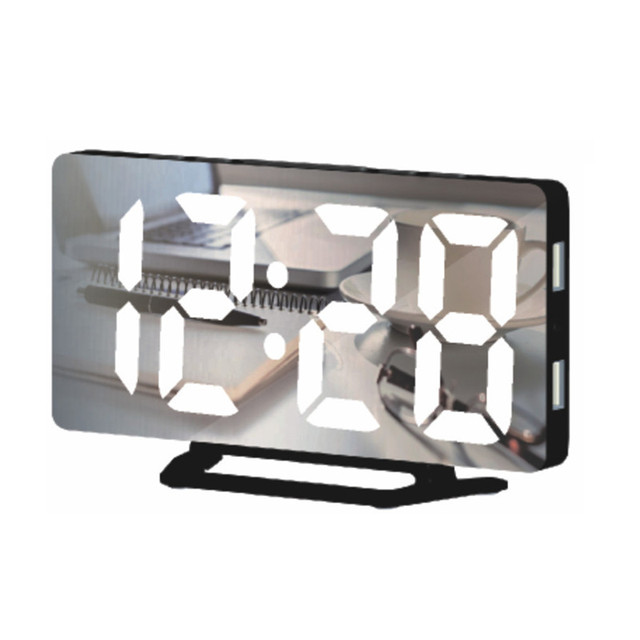 LED Multifunctional Alarm Clock with USB Digital Clock Large Screen Display Electronic Mirror Clock