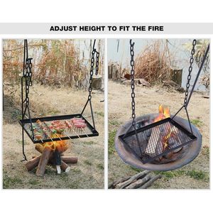 Premium pieghevole falò da cucina a 6 ganci portatile da forno olandese supporto per griglia a fuoco a altalena Grill Grill per campeggio all'aperto - Product Image 4