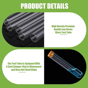 Tubes <span class=keywords><strong>à</strong></span> <span class=keywords><strong>essai</strong></span> en verre de 45 ml avec bouchons en liège transparents, fond rond, tubes <span class=keywords><strong>à</strong></span> <span class=keywords><strong>essai</strong></span> de laboratoire, tampons d'alcool, tubes en verre, flacons pour bonbons - Product Image 3