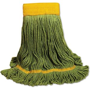 Boardwalk EcoMop Large Size 1200L Looped-End <b>Mop</b> Head with Plastic Basket Rectangle <b>Cleaning</b> Equipment Green Recycled Fibers - Product Image 1
