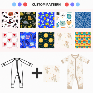 Combinaison bébé personnalisée, imprimé étoiles crème, bordure en flocons d'avoine, pyjama bébé doux et respirant - Product Image 2