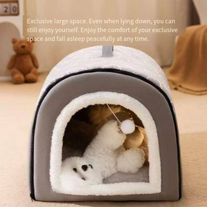 Cama grande para perros y gatos al aire libre durante todo el año con cojín de dibujos animados lavable desmontable, carcasa de estilo de casa, accesorio de calidez de invierno - Product Image 4