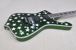 <span class=keywords><strong>Guitare</strong></span> électrique Flyoung de haute qualité, forme originale, couleur verte métallique avec motif étoiles - Product Image 4