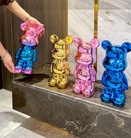 Statue d'art moderne en résine, grand format, motif ours 'Violent Bear', style dessin animé, tirelire décorative pour la maison, sculpture d'art animé