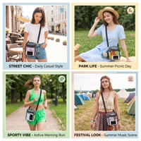 Sac bandoulière transparent en PVC approuvé pour les stades, avec sangle réglable et fermeture éclair – Sac de voyage bohème chic pour femme, idéal pour l'été et les concerts