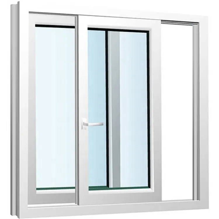 Sinh thái thân thiện không thấm nước PVC cửa sổ trượt thiết kế Vinyl khung cửa sổ nhựa trắng uPVC đôi kính cửa sổ trượt