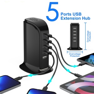 2024 <span class=keywords><strong>nouvelle</strong></span> station de charge électronique de bureau Portable pour multi-appareils tous bloc de chargeur 5 Ports USB cadeau pour les clients avec Logo - Product Image 6