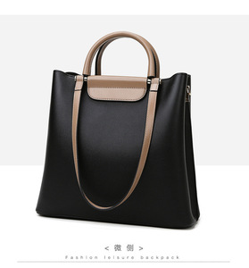 Fashion Luxury Designer Custom Logo Lady Shoulder <b>Bag</b> Black Large Pu Leather Women Handbag - Product Image 4