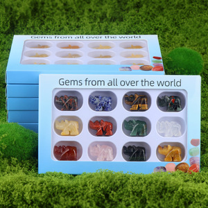 Intaglio 1in Micro ornamenti paesaggistici con pietre preziose Set di rinoceronti scatola 12 Grid animale occhi di tigre figurine Decorative - Product Image 4