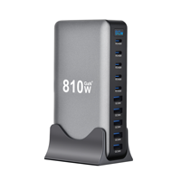 Pengisi Daya Desktop GaN 1000W 10-Port, USB-C PD 3.1 140W Stasiun Pengisian Cepat untuk Laptop MacBook iPhone, Rumah Kantor Colokan AS/EU/UK