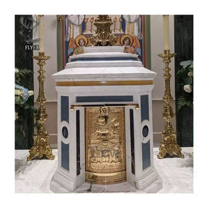 Mesa de Altar de Piedra de Mármol de Lujo con Diseño Personalizado, Tabernáculos de Mármol Blanco para <span class=keywords><strong>Iglesia</strong></span> Católica - Product Image 3