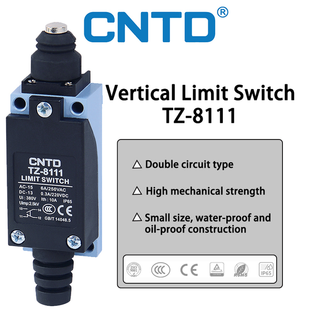 CNTD TZ-8111 Pin Plunger Type General Electric Limit Switch Momentary Vertical Limit Switch Waterproof Switch for IP65