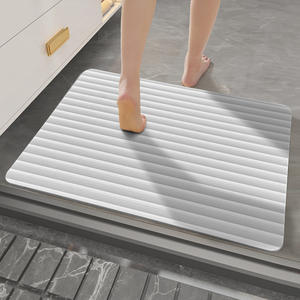 Alfombra de baño de tierra diatomeas, rectangular, con rayas, absorbente, de secado rápido, estilo chino moderno, para baño, dormitorio, cocina - Product Image 1