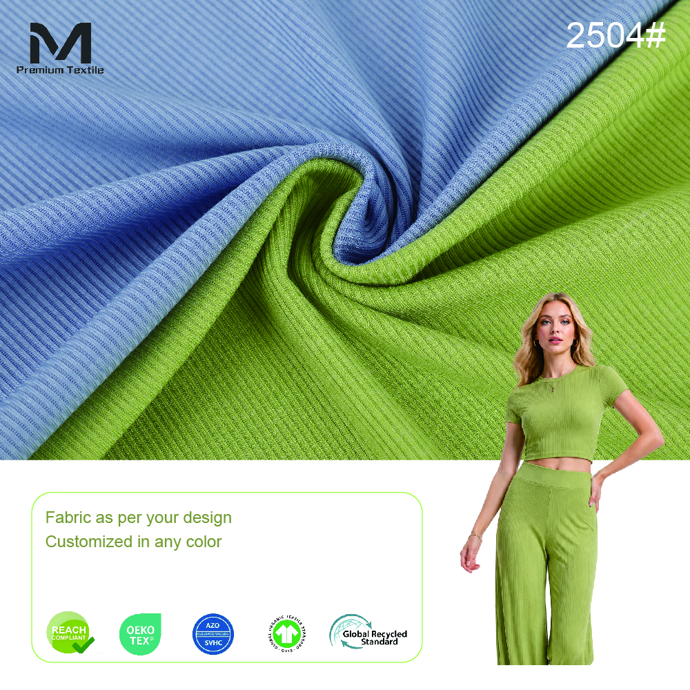 Vertical Ribbed Lyocell Wool Spandex Fabric For Form Fitting Stylish Women Tops And Modern Elegant Premium Base Layers 2504#