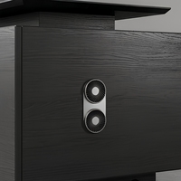 Bureau de direction moderne pour le travail, avec tiroir à pied de meuble et rangement à portes en grain de bois, pieds en métal