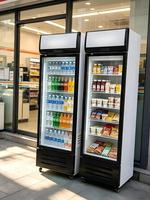 Réfrigérateur-vitrine à porte simple pour boissons, produits laitiers et eau en bouteille
