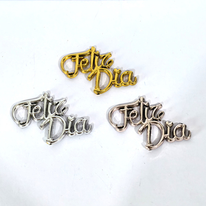 ราคาโรงงาน ตัวอักษรพลาสติกชุบทองคำ 3 มิติ แบบเขียนลายมือ คำว่า Feliz Dia สำหรับตกแต่งหน้า<span class=keywords><strong>เค้ก</strong></span> รูปทรงบอลลูน หัวใจ ภาษาสเปน สำหรับงานเฉลิมฉลอง - Product Image 3